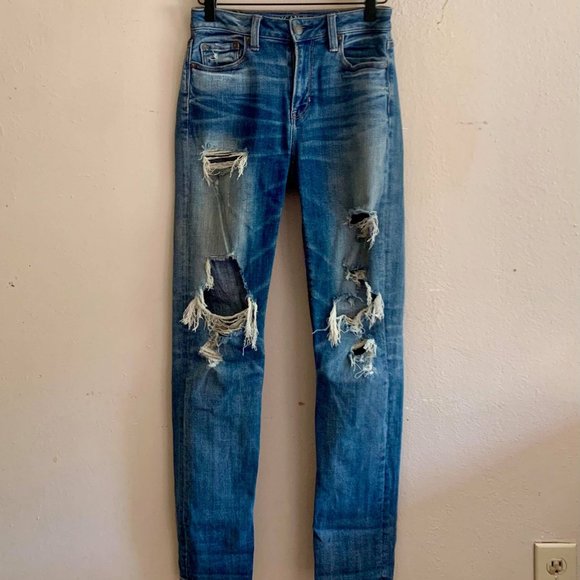 American Eagle Outfitters Denim - Vintage High Rise Destroyed Slim Jeans 0 short